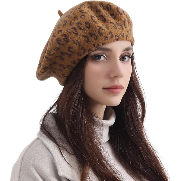 szzoqdz Women French Style Vintage Leopard Print Wool Soft Winter